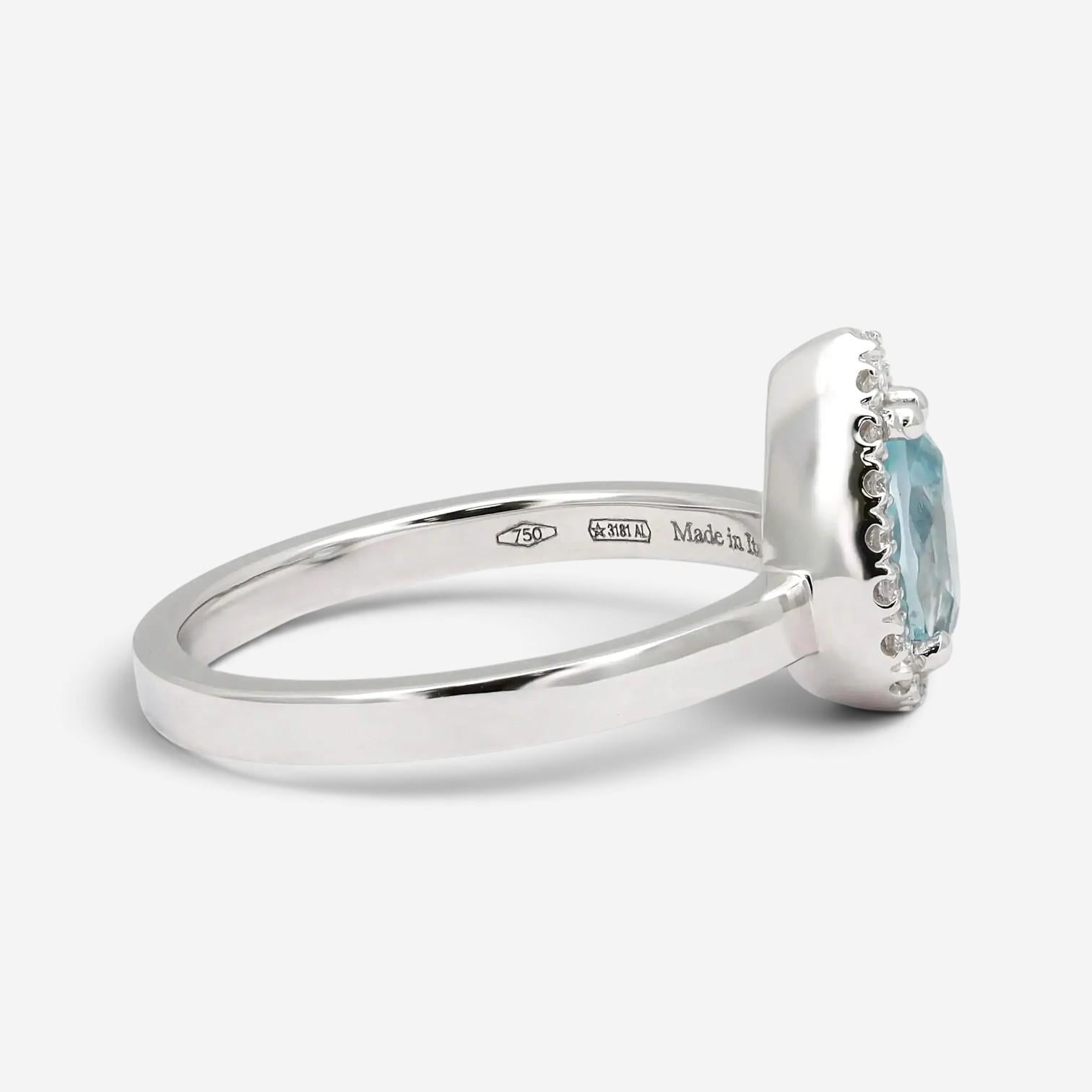 Salvini 18K White Gold Aquamarine & Diamond Sorrenta Engagement Ring Sz. 6.25 04