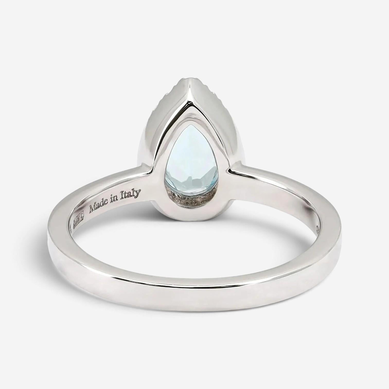 Salvini 18K White Gold Aquamarine & Diamond Sorrenta Engagement Ring Sz. 6.25 04