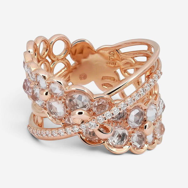 Giovanni Ferraris 18K Rose Gold White Sapphire & Diamond Ring Sz. 7.25 046948