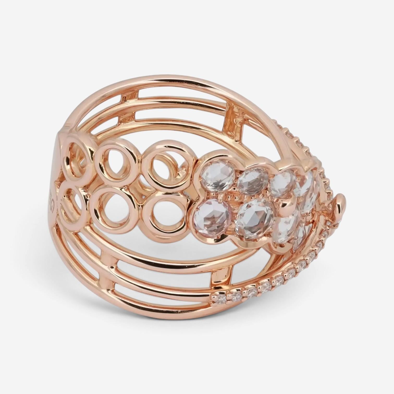 Giovanni Ferraris 18K Rose Gold White Sapphire & Diamond Ring Sz. 7.25 046948
