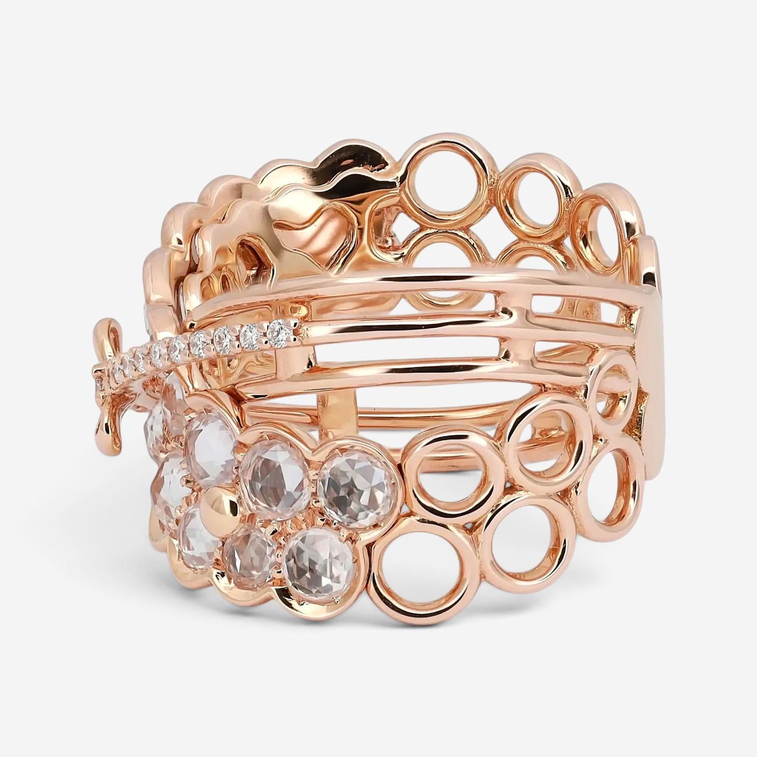 Giovanni Ferraris 18K Rose Gold White Sapphire & Diamond Ring Sz. 7.25 046948