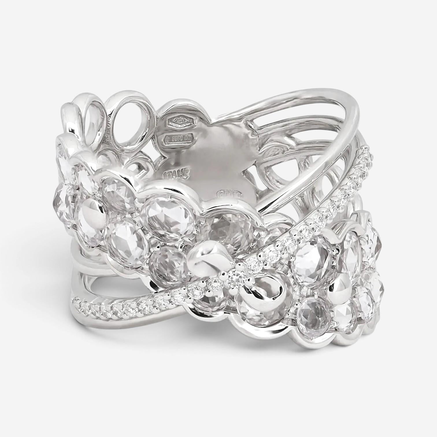 Giovanni Ferraris 18K White Gold Sapphire & Diamond Cocktail Ring Sz. 7 046949