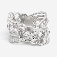 Giovanni Ferraris 18K White Gold Sapphire & Diamond Cocktail Ring Sz. 7 046949