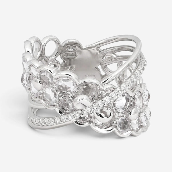 Giovanni Ferraris 18K White Gold Sapphire & Diamond Cocktail Ring Sz. 7 046949