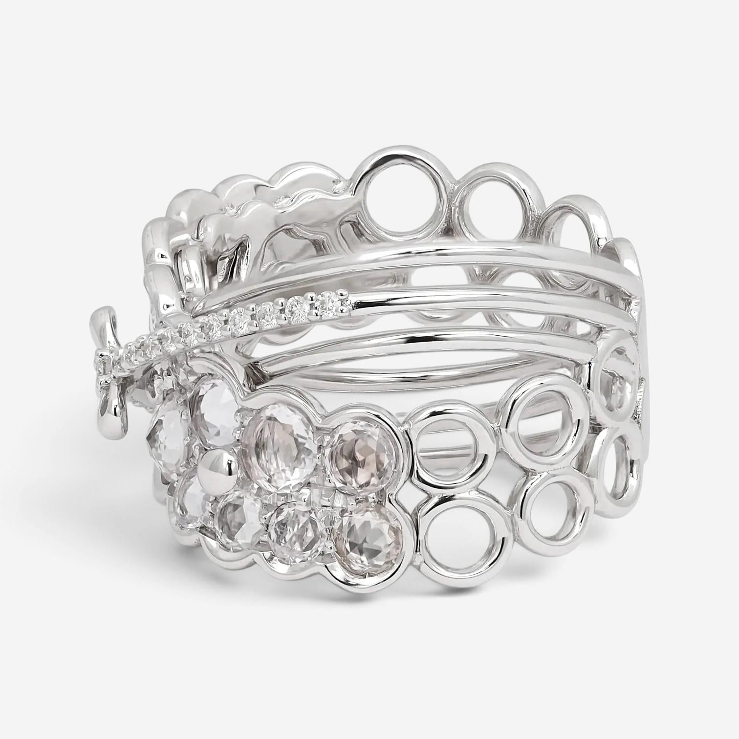 Giovanni Ferraris 18K White Gold Sapphire & Diamond Cocktail Ring Sz. 7 046949