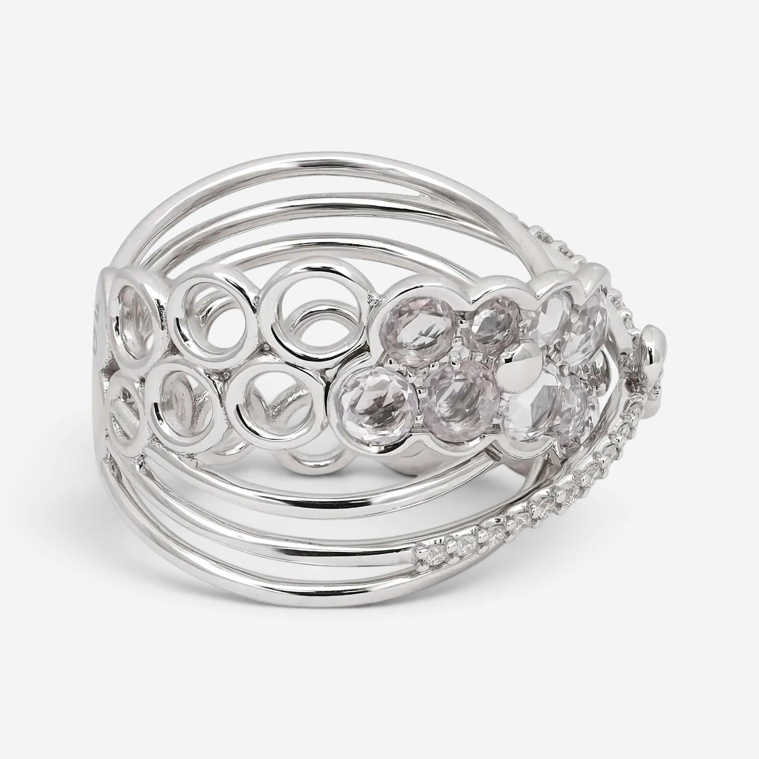 Giovanni Ferraris 18K White Gold Sapphire & Diamond Cocktail Ring Sz. 7 046949