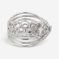 Giovanni Ferraris 18K White Gold Sapphire & Diamond Cocktail Ring Sz. 7 046949