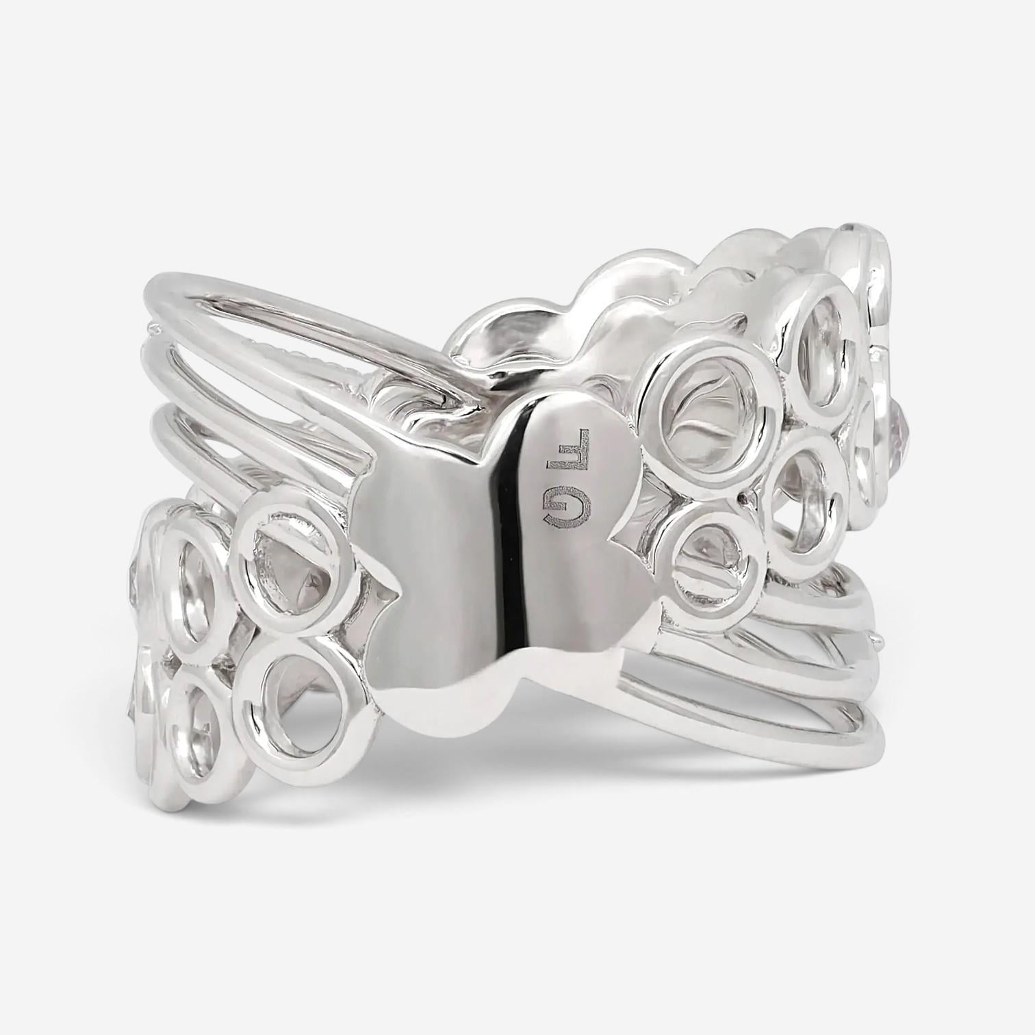 Giovanni Ferraris 18K White Gold Sapphire & Diamond Cocktail Ring Sz. 7 046949
