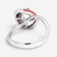 Giovanni Ferraris Ladybird 18K White Gold Coral & Diamond Ring Sz. 7.5 046950