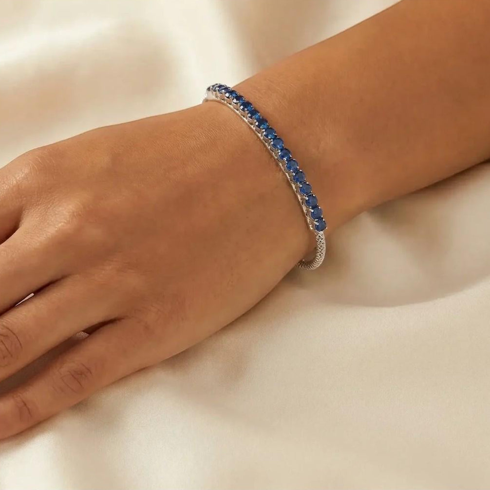 Giovanni Ferraris 18K White Gold & Titanium Blue Sapphire Spring Bracelet 046954