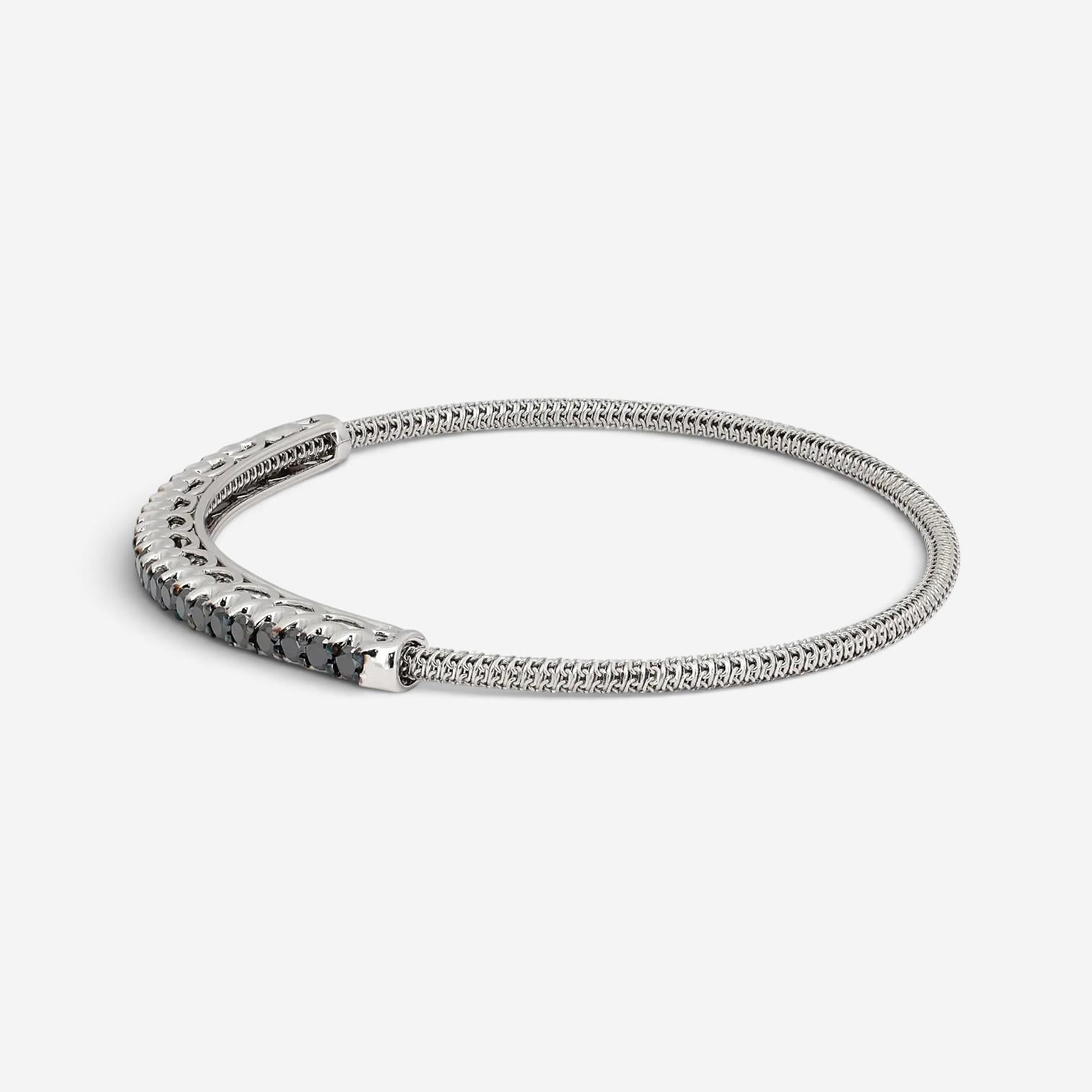 Giovanni Ferraris 18K White Gold & Titanium Black Sapphire Spring Bracelet 46955