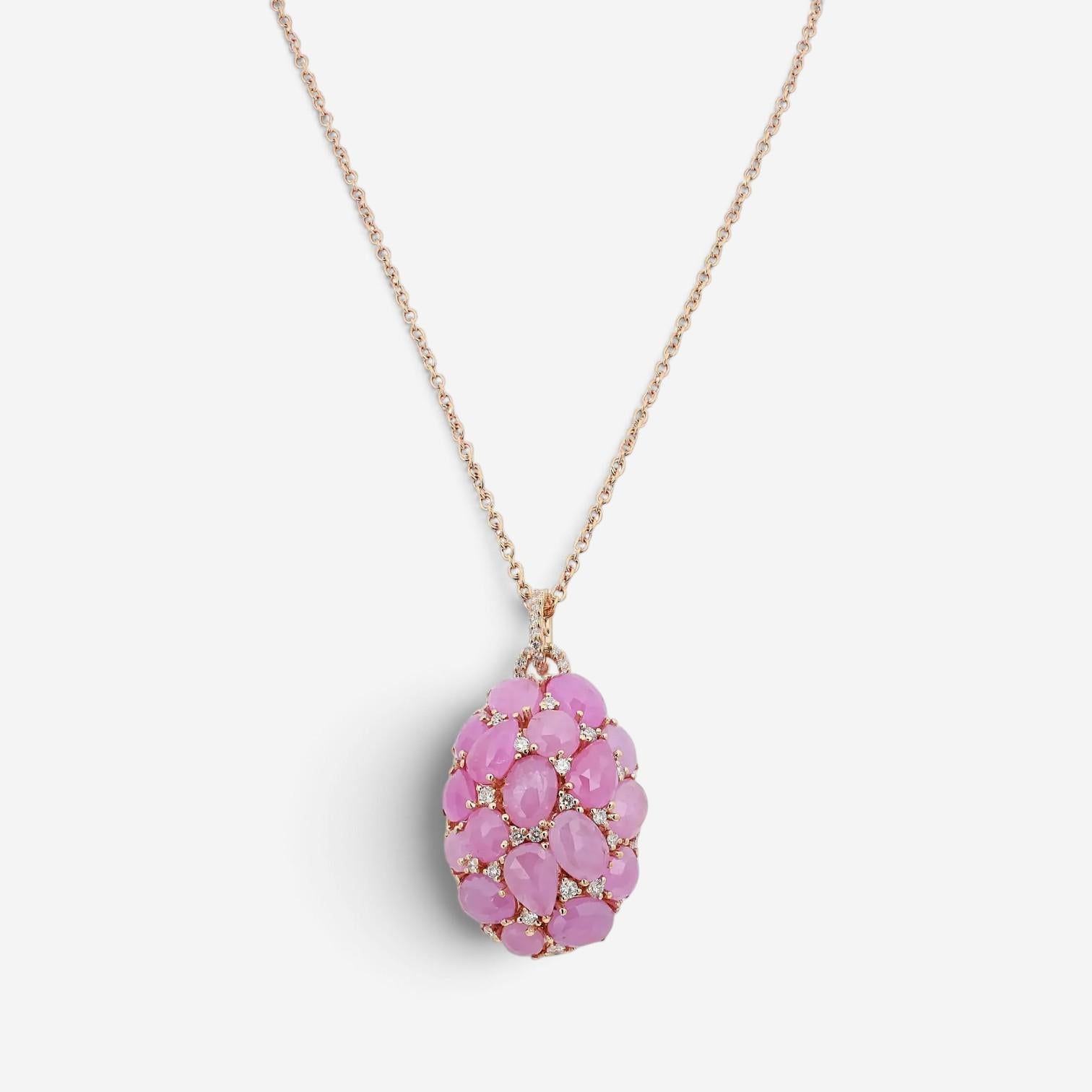 Giovanni Ferraris 18K Rose Gold Diamond & Icy Pink Sapphire Pendant Necklace 046
