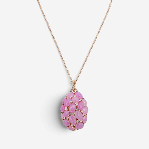 Giovanni Ferraris 18K Rose Gold Diamond & Icy Pink Sapphire Pendant Necklace 046