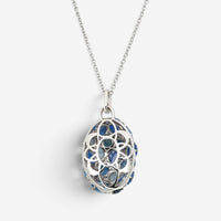 Giovanni Ferraris 18K White Gold Diamond & Icy Blue Sapphire Pendant Necklace 04