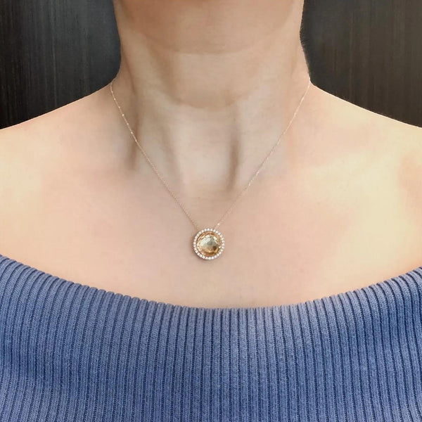 Giovanni Ferraris Perlage 18K Rose Gold White Sapphire & Diamond Necklace 046961