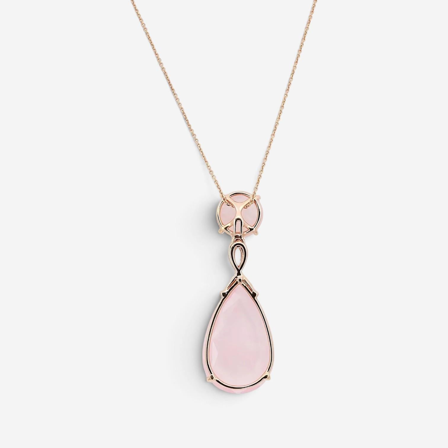 Giovanni Ferraris 18K Rose Gold Pink Quartz & Diamond Pendant Necklace 046962