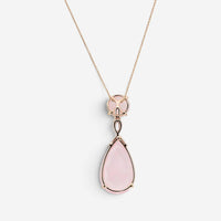 Giovanni Ferraris 18K Rose Gold Pink Quartz & Diamond Pendant Necklace 046962