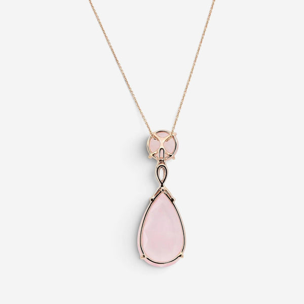 Giovanni Ferraris 18K Rose Gold Pink Quartz & Diamond Pendant Necklace 046962