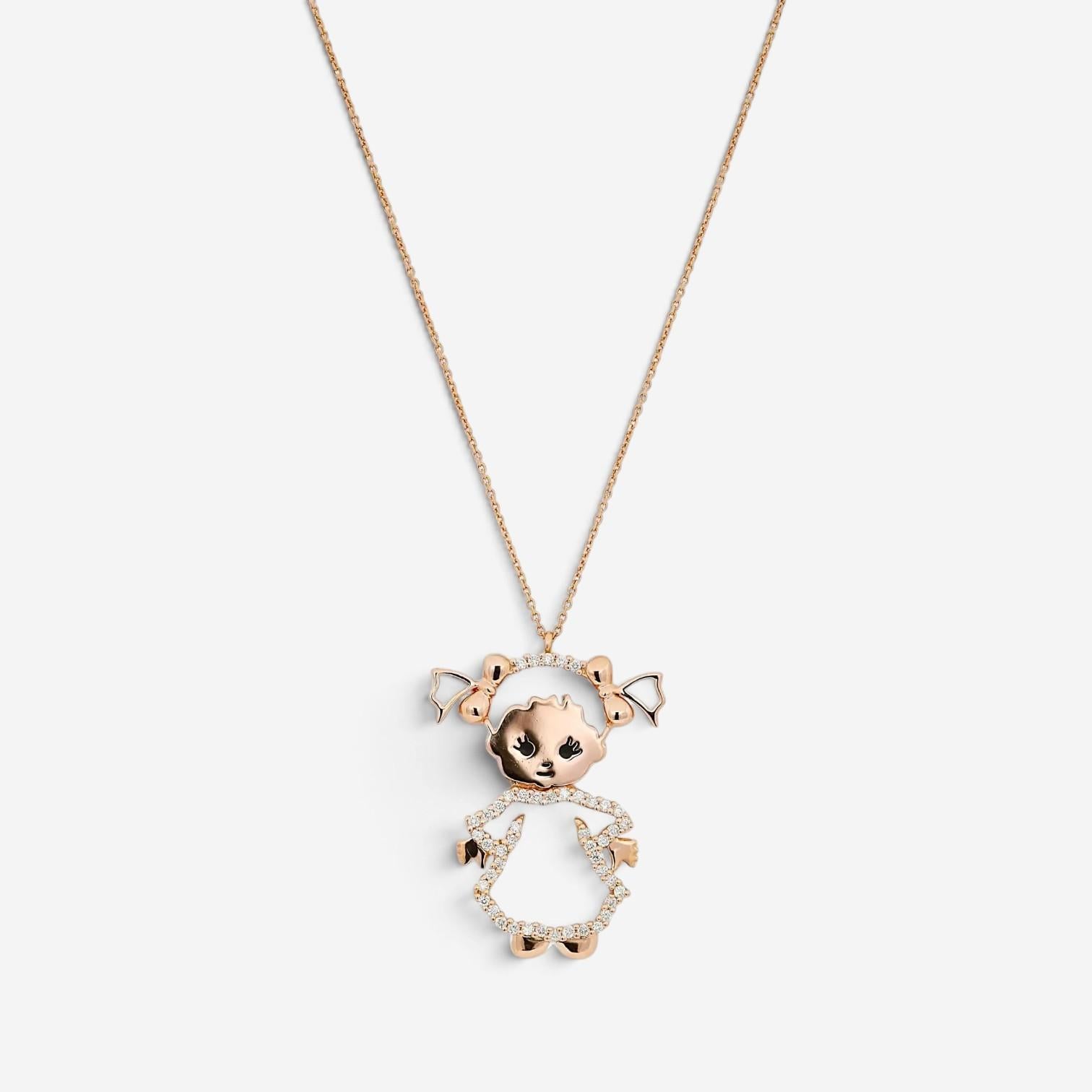 Giovanni Ferraris Little Girl 18K Rose Gold Diamond Pendant Necklace 046964