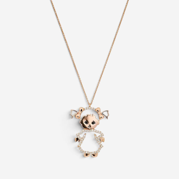Giovanni Ferraris Little Girl 18K Rose Gold Diamond Pendant Necklace 046964