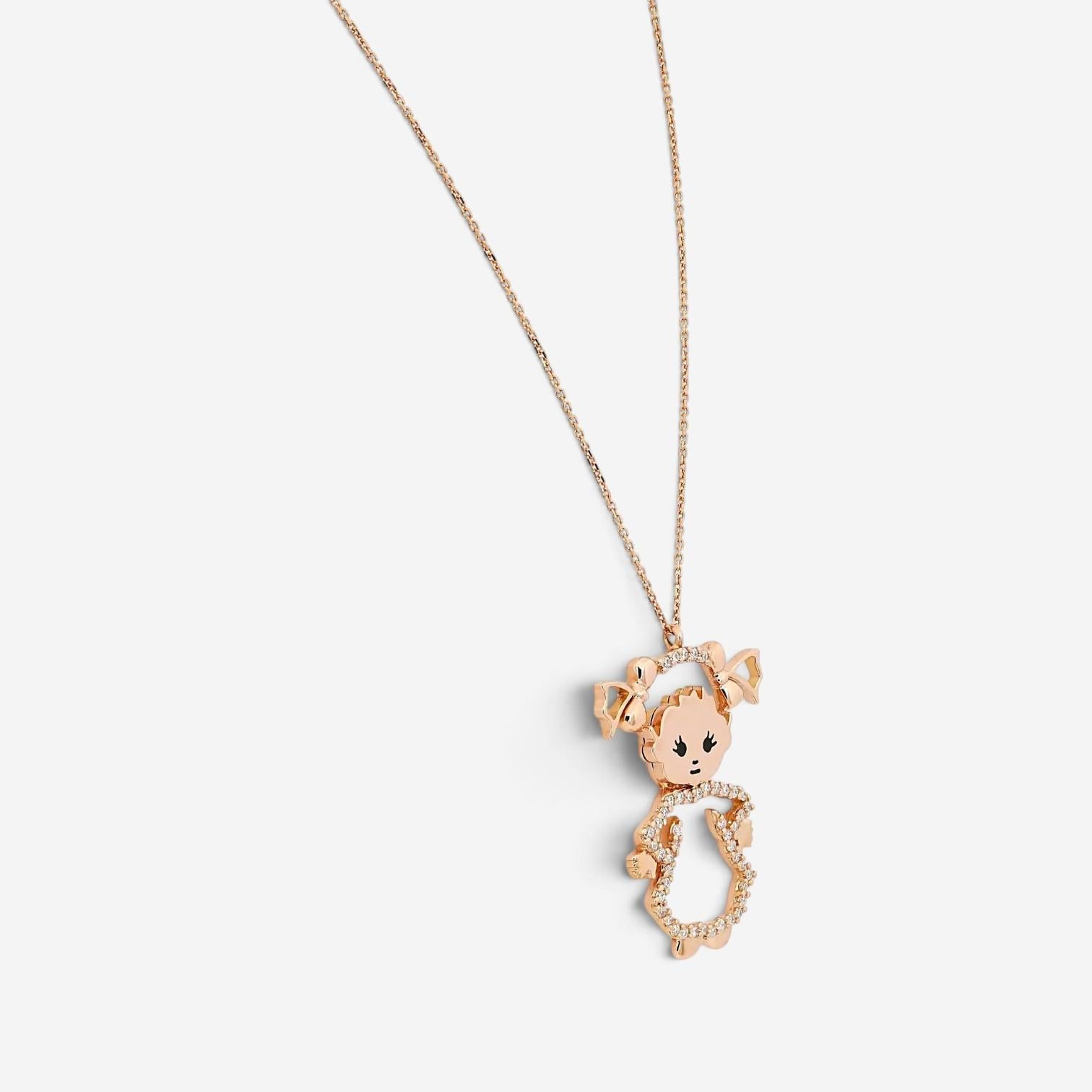 Giovanni Ferraris Little Girl 18K Rose Gold Diamond Pendant Necklace 046964