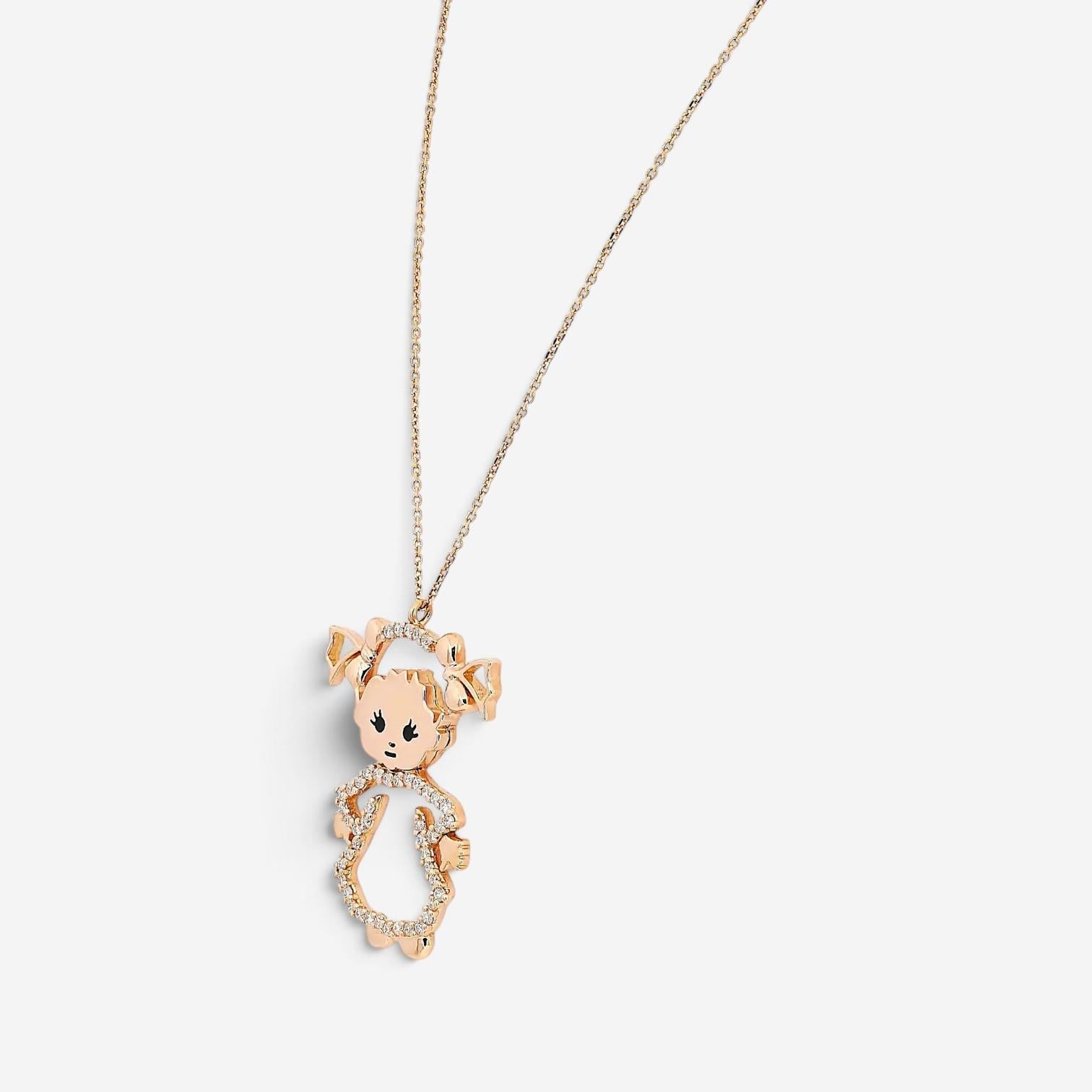 Giovanni Ferraris Little Girl 18K Rose Gold Diamond Pendant Necklace 046964