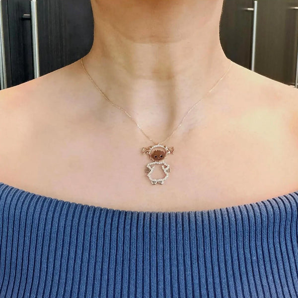 Giovanni Ferraris Little Girl 18K Rose Gold Diamond Pendant Necklace 046964