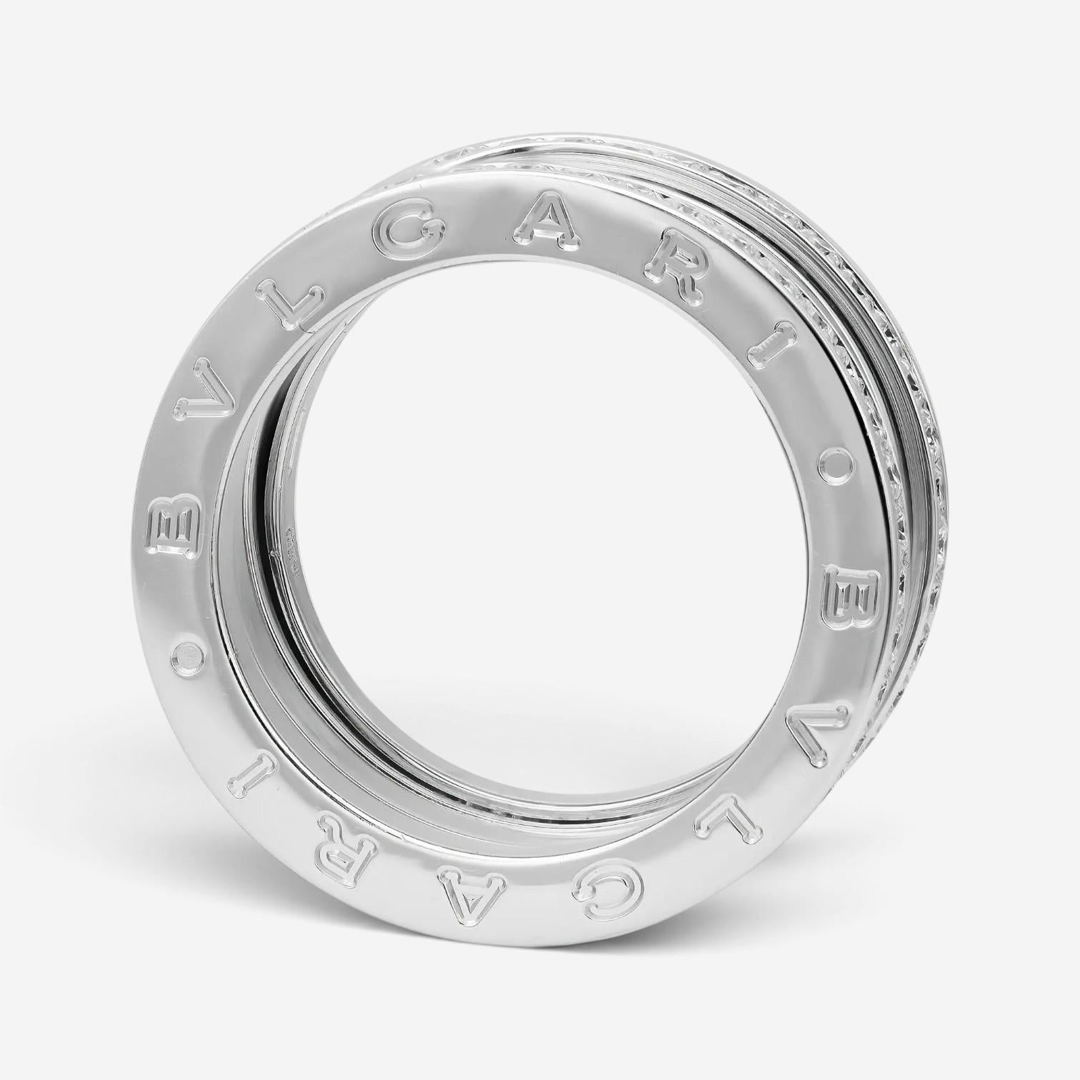 Bulgari B.Zero1 18K White Gold Diamond Four Band Ring Sz. 7 04706