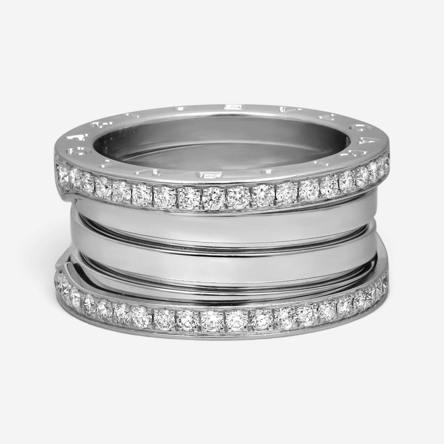 Bulgari B.Zero1 18K White Gold Diamond Four Band Ring Sz. 7 04706