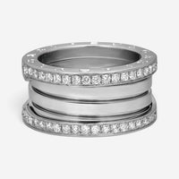 Bulgari B.Zero1 18K White Gold Diamond Four Band Ring Sz. 7 04706