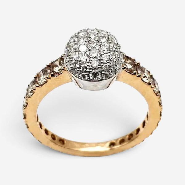 Crivelli Girodito 18K Rose Gold White & Brown Diamond Ring Sz. 7 047119