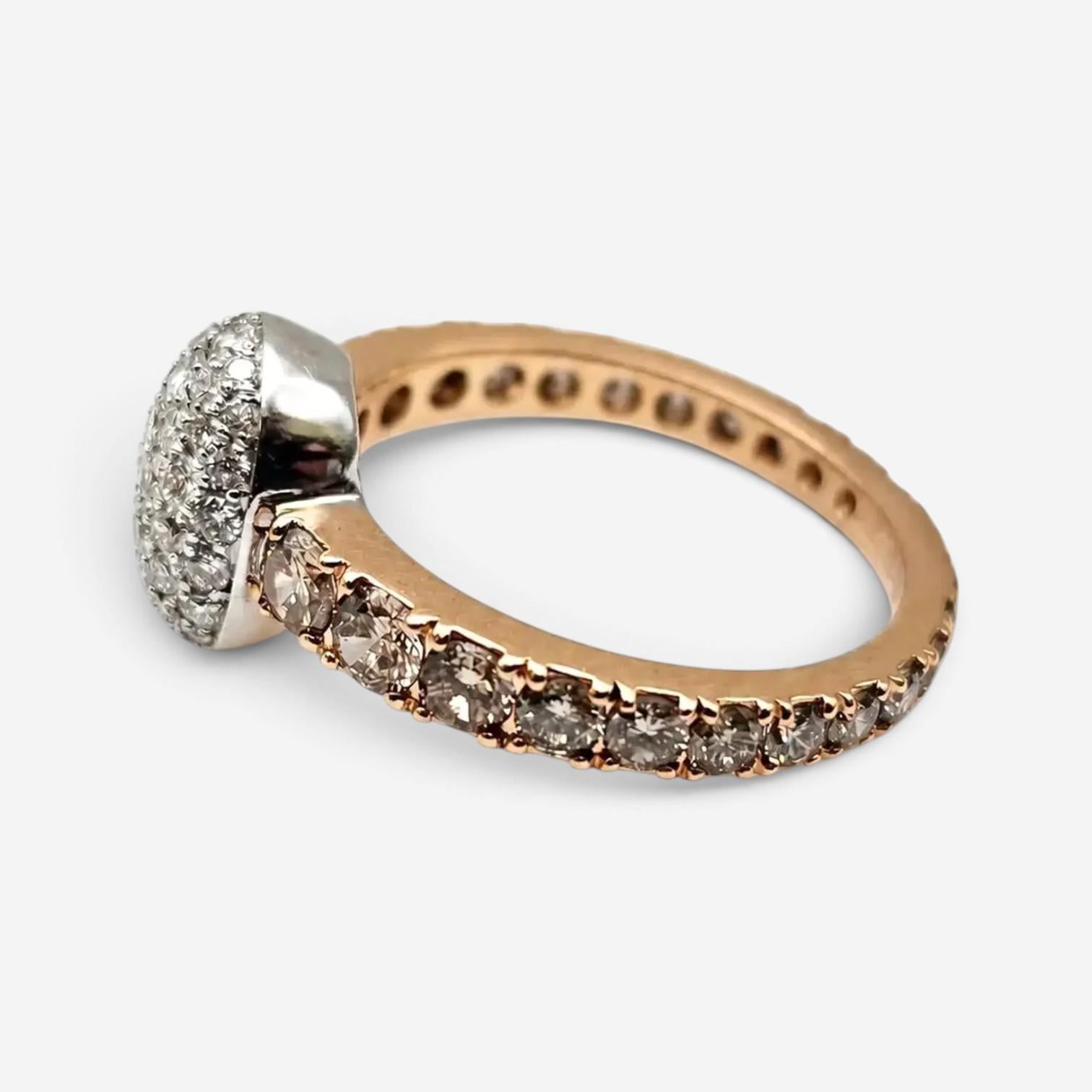 Crivelli Girodito 18K Rose Gold White & Brown Diamond Ring Sz. 7 047119