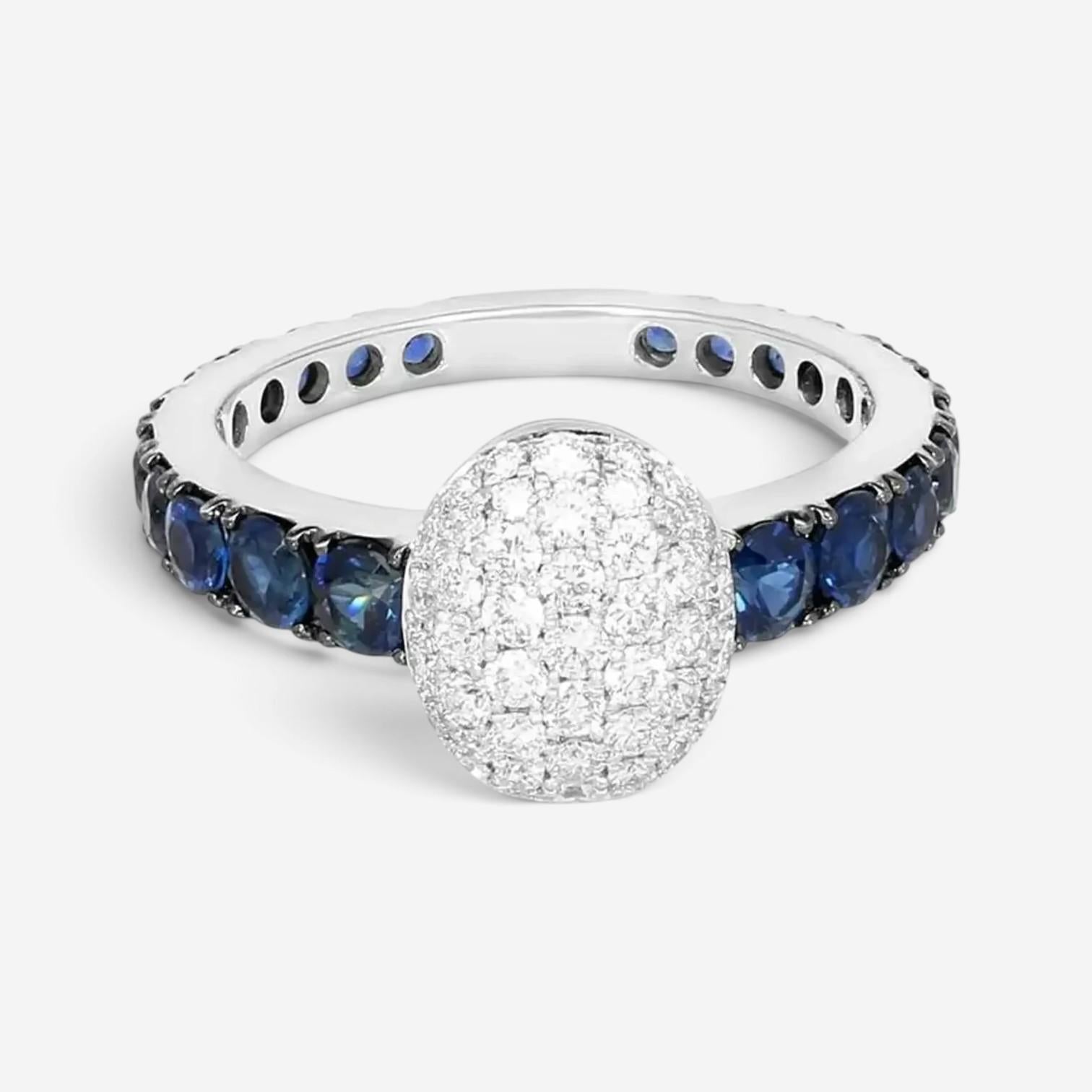 Crivelli Girodito 18K White Gold Diamond & Blue Sapphire Ring Sz. 7 047120