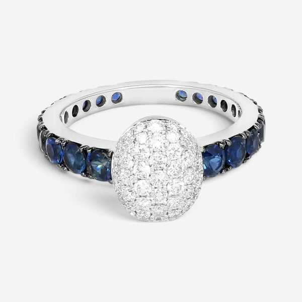 Crivelli Girodito 18K White Gold Diamond & Blue Sapphire Ring Sz. 7 047120