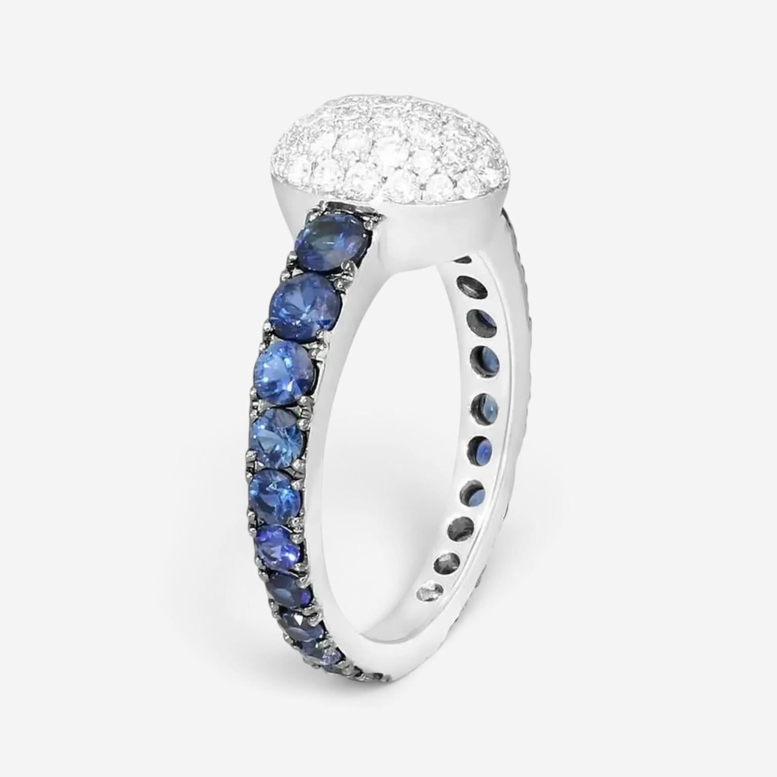 Crivelli Girodito 18K White Gold Diamond & Blue Sapphire Ring Sz. 7 047120