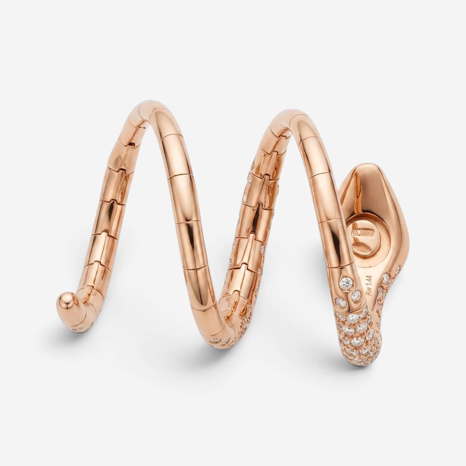 Crivelli Ricciolo Snake 18K Yellow Gold & Stainless Steel Diamond Ring Sz. 6.25