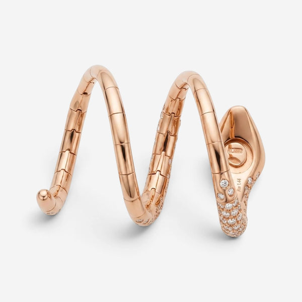 Crivelli Ricciolo Snake 18K Yellow Gold & Stainless Steel Diamond Ring Sz. 6.25