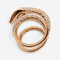 Crivelli Ricciolo Snake 18K Yellow Gold & Stainless Steel Diamond Ring Sz. 6.25