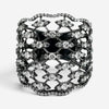 Crivelli Fascia Bombata Griffata 18K White Gold & Rhodium Diamond Ring Sz. 6 047
