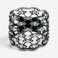 Crivelli Fascia Bombata Griffata 18K White Gold & Rhodium Diamond Ring Sz. 6 047