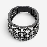 Crivelli Fascia Bombata Griffata 18K White Gold & Rhodium Diamond Ring Sz. 6 047