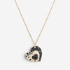 Crivelli Heart Crooked 18K Rose Gold Black & White Diamond Pendant Necklace 4713