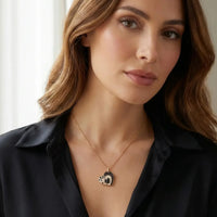 Crivelli Heart Crooked 18K Rose Gold Black & White Diamond Pendant Necklace 4713