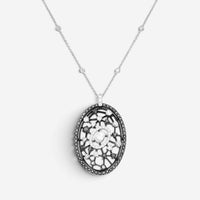 Crivelli Oval Griffe 18K White Gold Black & White Diamond Pendant Necklace 04713