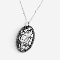Crivelli Oval Griffe 18K White Gold Black & White Diamond Pendant Necklace 04713
