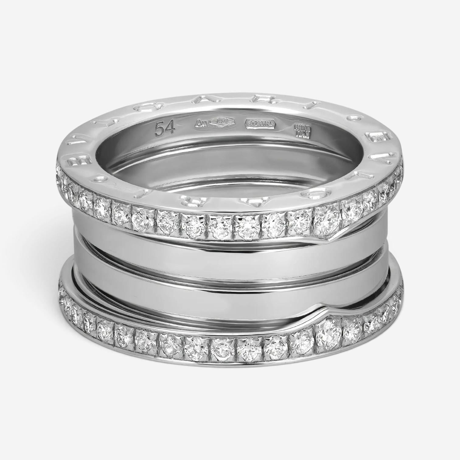 Bulgari B.Zero1 18K White Gold Diamond Four Band Ring Sz. 6.75 04719