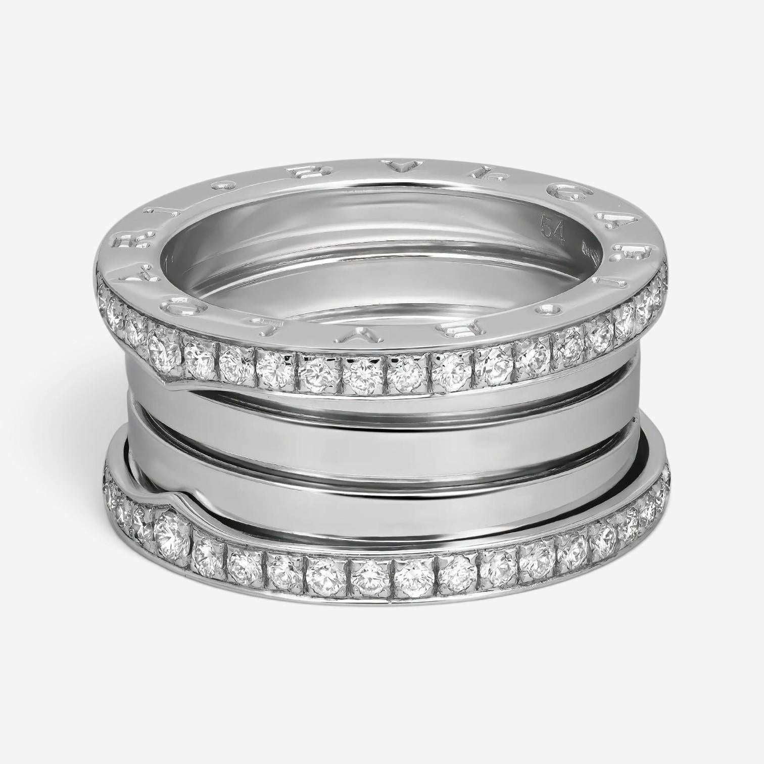Bulgari B.Zero1 18K White Gold Diamond Four Band Ring Sz. 6.75 04719