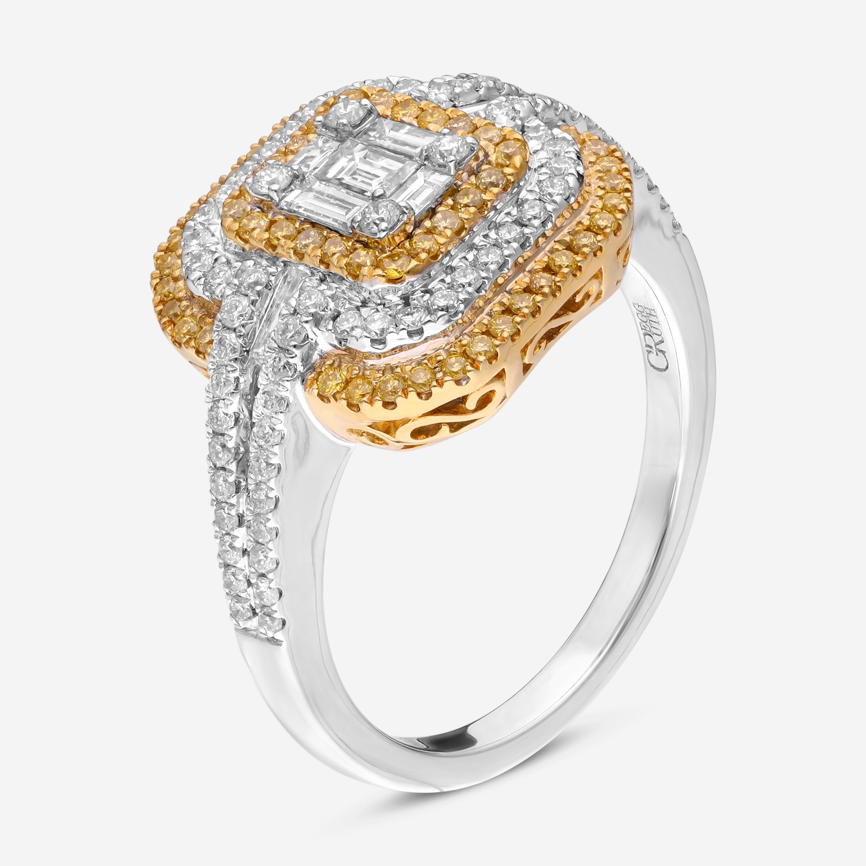 Gregg Ruth 18K White and Yellow Gold, Diamond and Fancy Yellow Diamond Engagement Ring 047201 - GCR/000934 - THE SOLIST