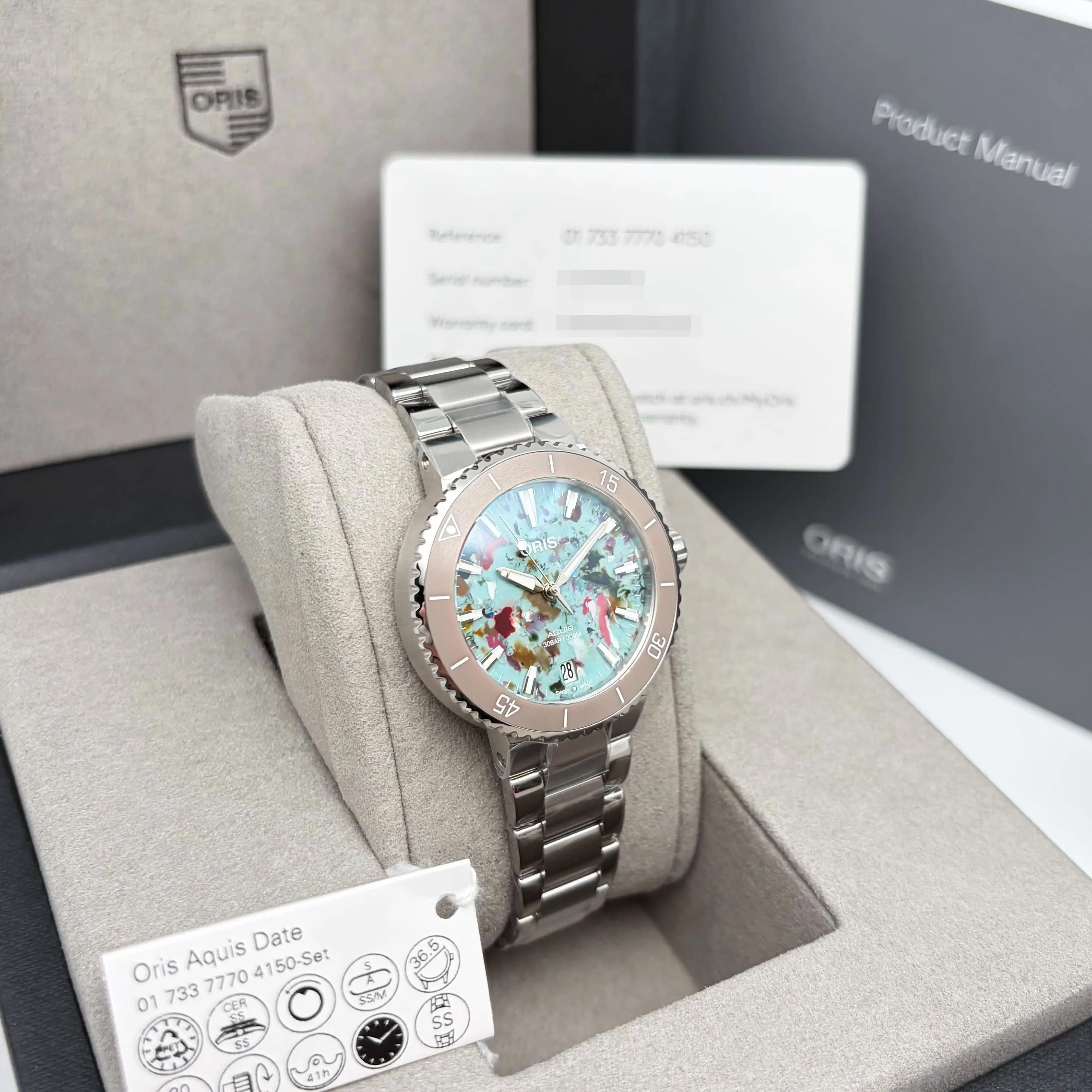 Oris Aquis Date Upcycle Stainless Steel Automatic Unisex Watch 01-733-7770-4150