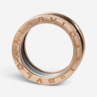 Bulgari B.Zero1 Black Ceramic & 18K Rose Gold Diamond Ring Sz. 7.5 04728